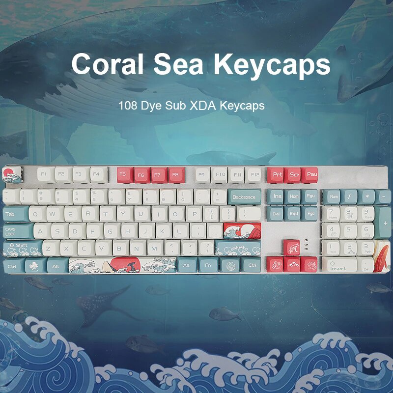 Ukiyo Sea Waves Keycap PBT OEM Mechanical Keyboard Keycap Anime Keycap