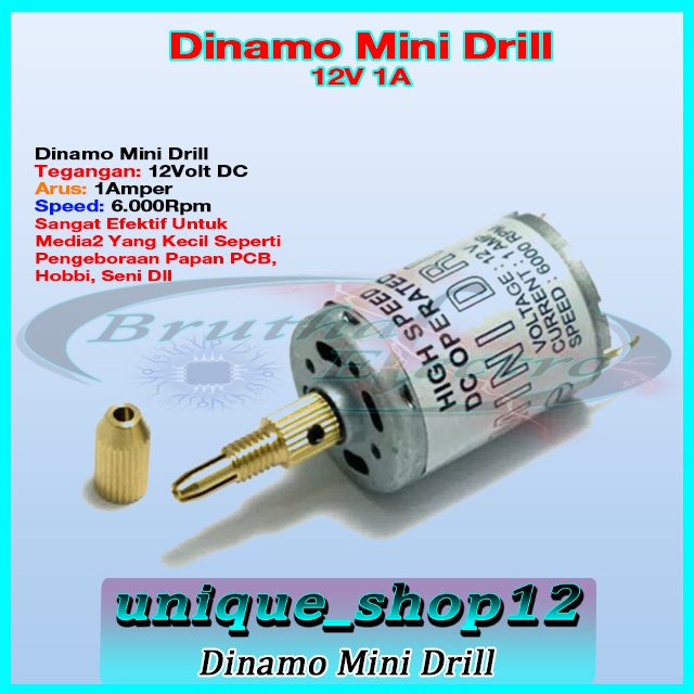 Dinamo Motor Mini Drill Bor Mini 12v