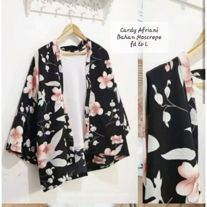 JAKET WANITA Cardigan / Outer lengan 7/8 motif bunga cantik PARASUT OVERSIZE JUMBO IMPORT TERBARU CR