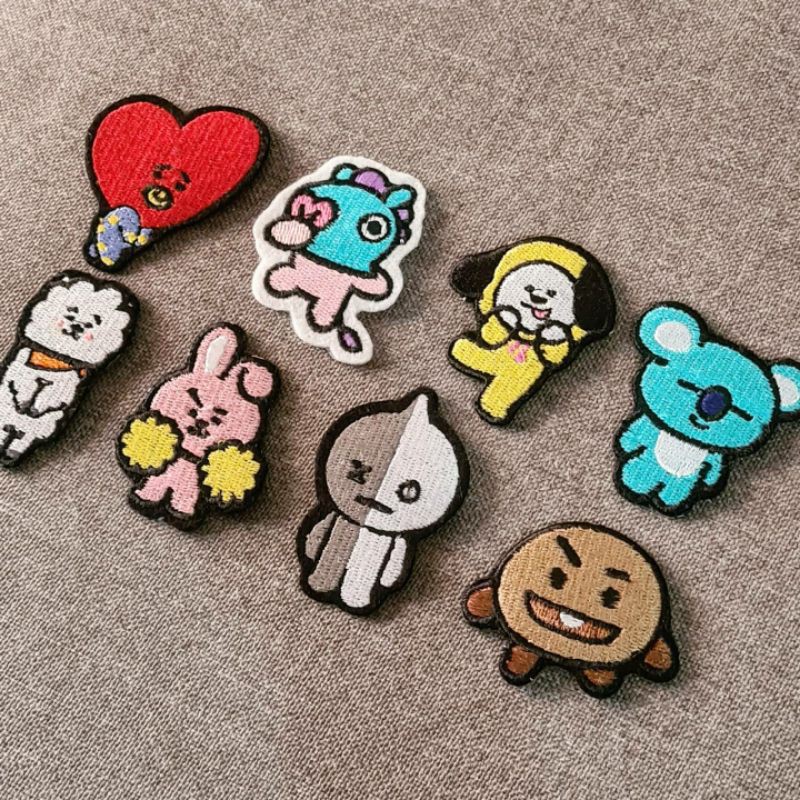 patch bordir bt21, BTS, patch karakter, patch iron, stiker bordir