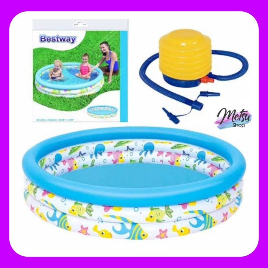 Bestway 51009 Mainan Anak Uk 122cm Kolam Renang Balon Karet + Pompa