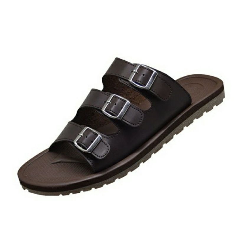 Original, Sandal Kulit Pria Tebal Z1 Slide Sandal Big Size Besar Banget 44-45-46-47-48-49 Super JUMBO Kulit Brown, 44