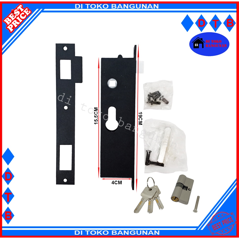 Kunci Pintu Set Kawat Nyamuk Handle Pintu Soligen Tralis Alumunium D1-012