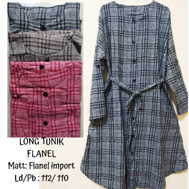 TUNIK FLANEL IMPORT // LONG TUNIK //TUNIK KOTAK