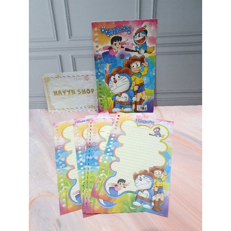ISI FILE merek KIKY atau Big Boss/LOOSE LEAF/isi kertas File polos/isi binder-Doraemon (16lbr)