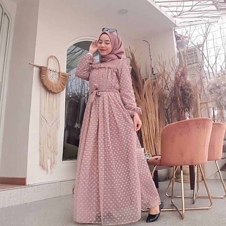 COD | PROMO TERMURAH Marbela Maxy Dress l Gamis Brukat Tile Pesta Kondangan Muslim Fashion Wanita