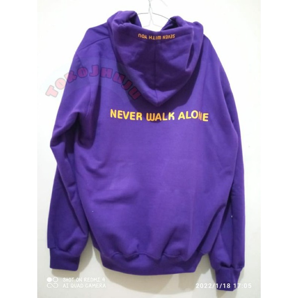 Hoodie Jumper BTS Made by Jimin You Never Walk Alone Seven with you sablon kuning