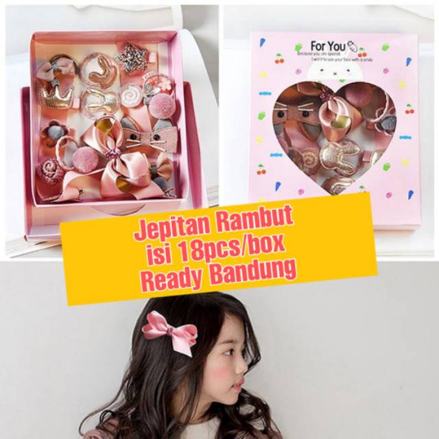Set Jepit Rambut Anak Bayi perempuan 18pcs dalam box cantik souvenir | Aksesoris Rambuta