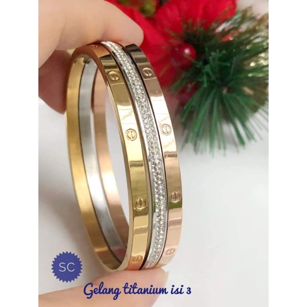 gelang Titanium cartier set warna mix