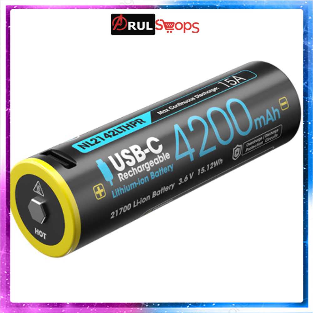 ARS - NITECORE 21700 Baterai Li-ion 4200mAh 15A 3.6V - NL2142LTHPR