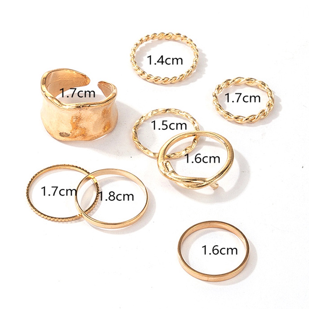 Hu Hu Hu Hu Hu Alat Bantu Pasang Kacamata♡ 8pcs / Set Cincin Bahan Alloy Bentuk Kepang Irregular Untuk Aksesoris Perhiasan