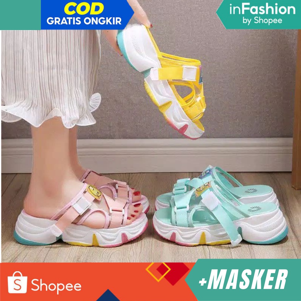 12.12 Sandal Sepatu Wanita Webing Pelangi Sendal Sneaker Trendi Ala Korea