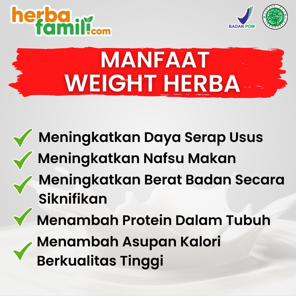 WEIGHT HERBA 100% Original Premium Susu Kambing Penambah Nafsu Makan &amp; Berat Badan | Tingkatkan Kalori Kualitas Tinggi &amp; Menambah Protein Dalam Tubuh