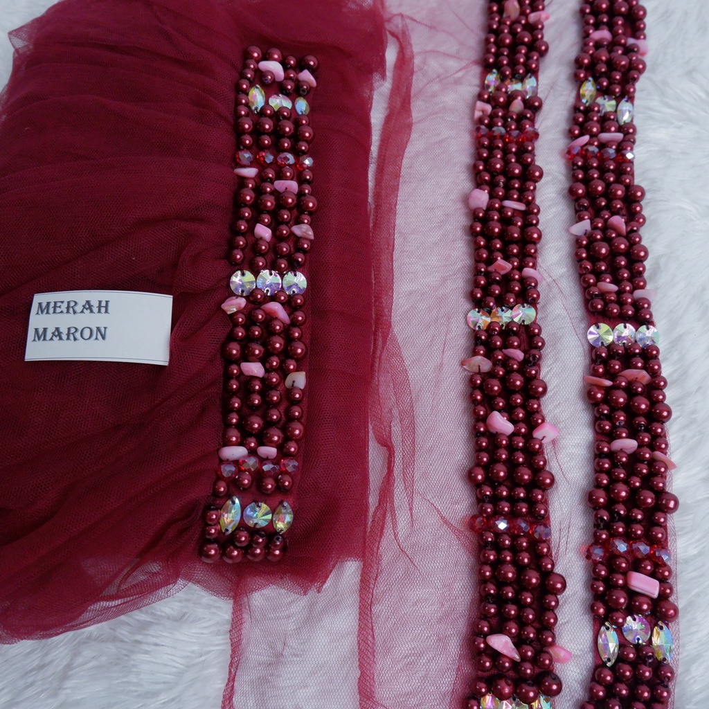 Set Veil Mutiara Susun Slayer Mutiara Susun maron-merah cabe