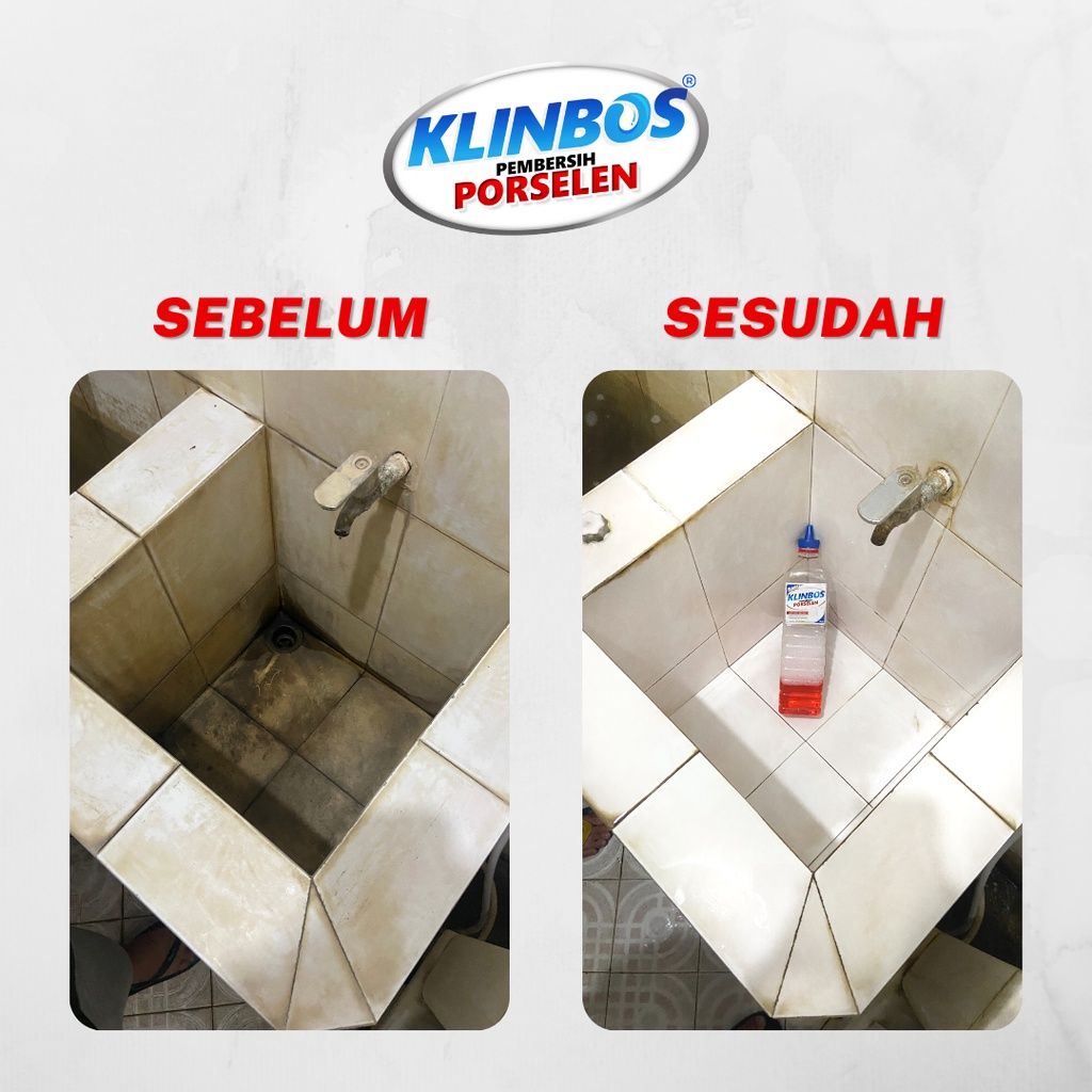 KLINBOS PORSELEN 1L + KUAS Pembersih Kerak 5X Lebih Kuat Untuk Kamar Mandi Keramik Toilet Kaca WC