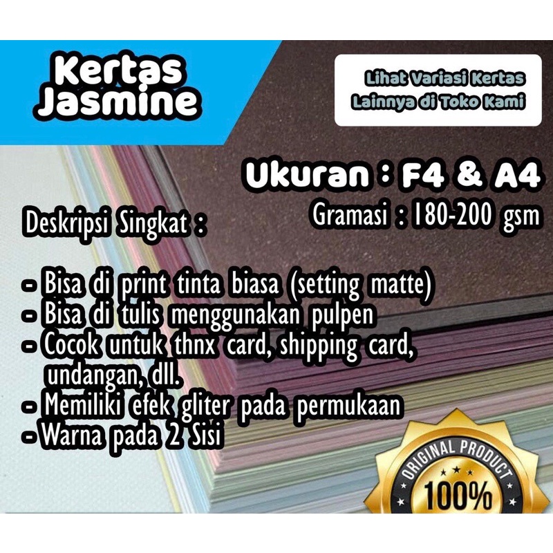 

20 Lembar Kertas Jasmine Paper Flower F4 A4 / Jasmin Kristal Glitter High Quality