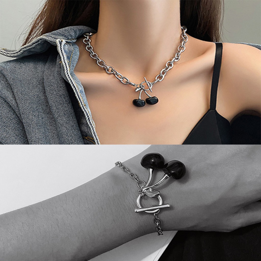 Fashion Korea menyukai ceri gelang kalung ceri wanita