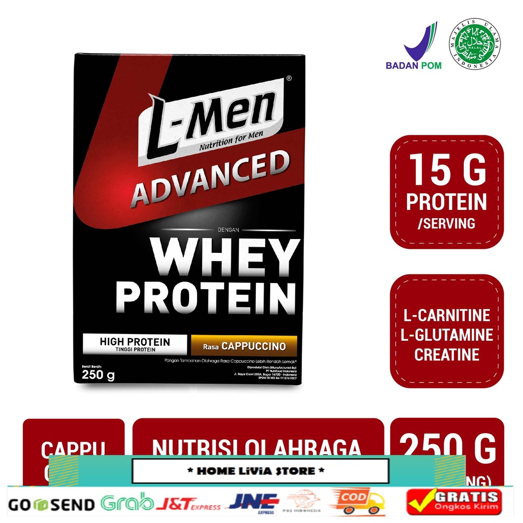 L-Men Whey Suplemen Tinggi Whey Protein Advanced Cappuccino 250 gr