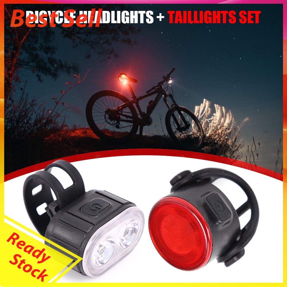 Bicycle Front Rear Lights Set Bike USB Waterproof LED Taillight Headlight