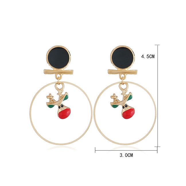 LRC Anting Tusuk Fashion Color Snowman Elk Earrings D22064