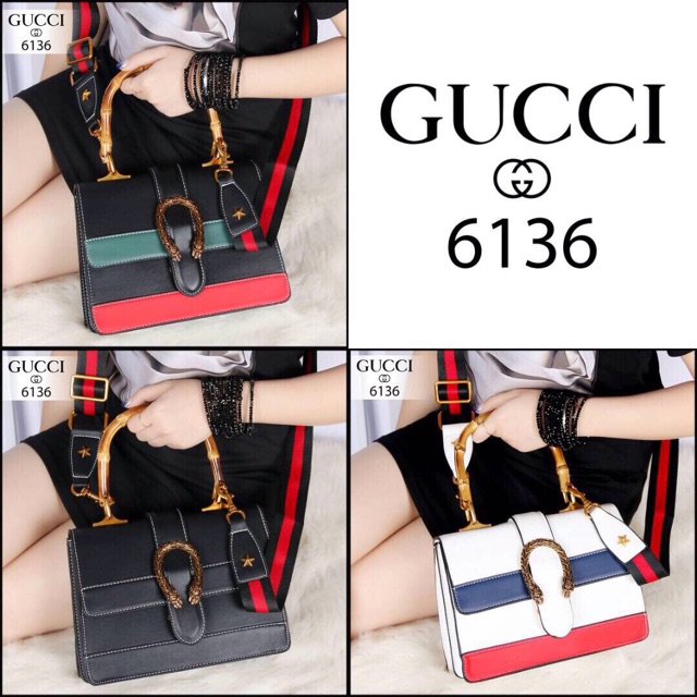 Gucci's dionysus striped bamboo top handle bag