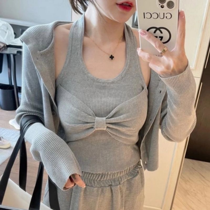 MDLV ~ V8 BOA KNITTED SET (2PCS) TOP + OUTER RAJUT PREMIUM ATASAN RAJUT IMPORT FASHION IMPORT WANITA