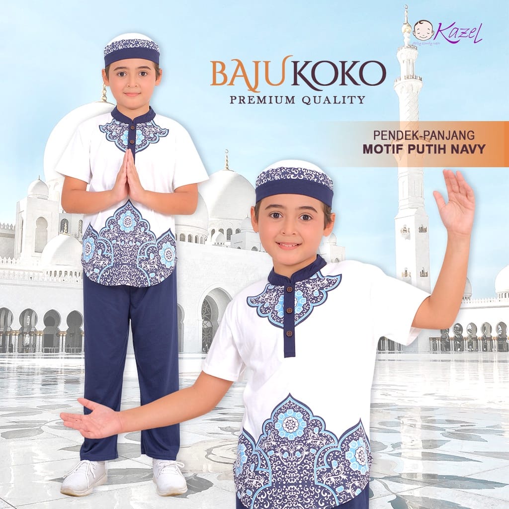 Kazel Stelan Baju Koko Lengan Pendek &amp; Celana Panjang