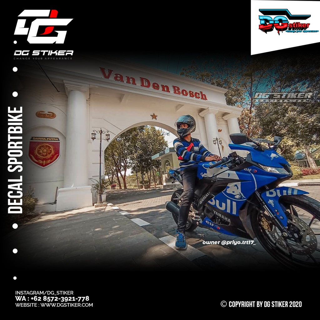 stiker r15/decal striping r15 v3 Biru Redbull