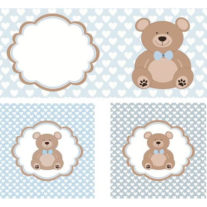 Kertas Cliparts - Teddy Baby Blue Design (7pcs)