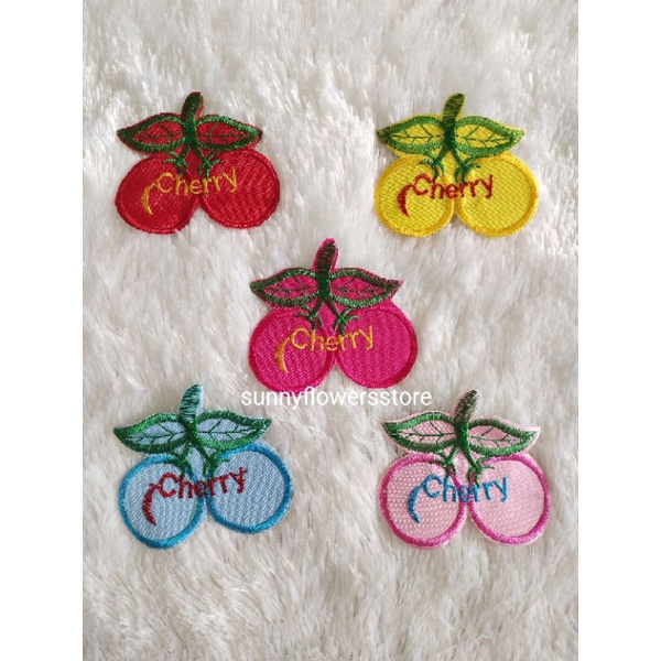 (PER 12 PCS) PATCH BORDIR MOTIF CHERRY