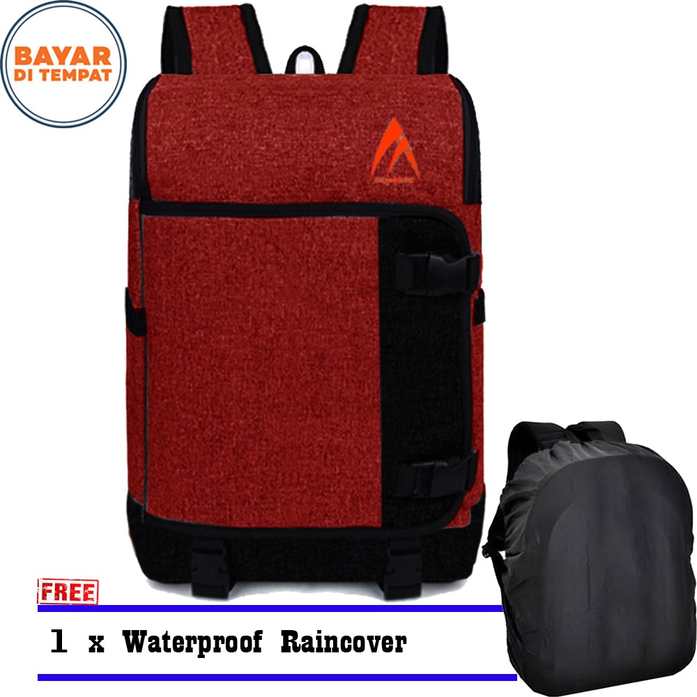 SHOPEE 6.6 SUPER SALE!! Metric M-33800 New Tas Ransel Trendy Backpack Sekolah Model Korea Fashion Pria dan Wanita - Red