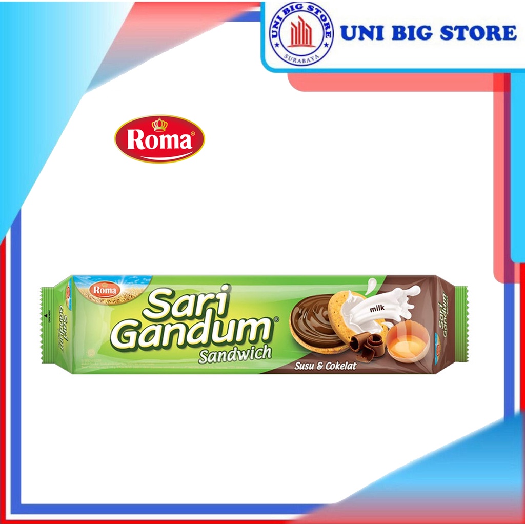 

Roma Sari Gandum Biskuit Susu Cokelat 108 gr Coklat Sandwich