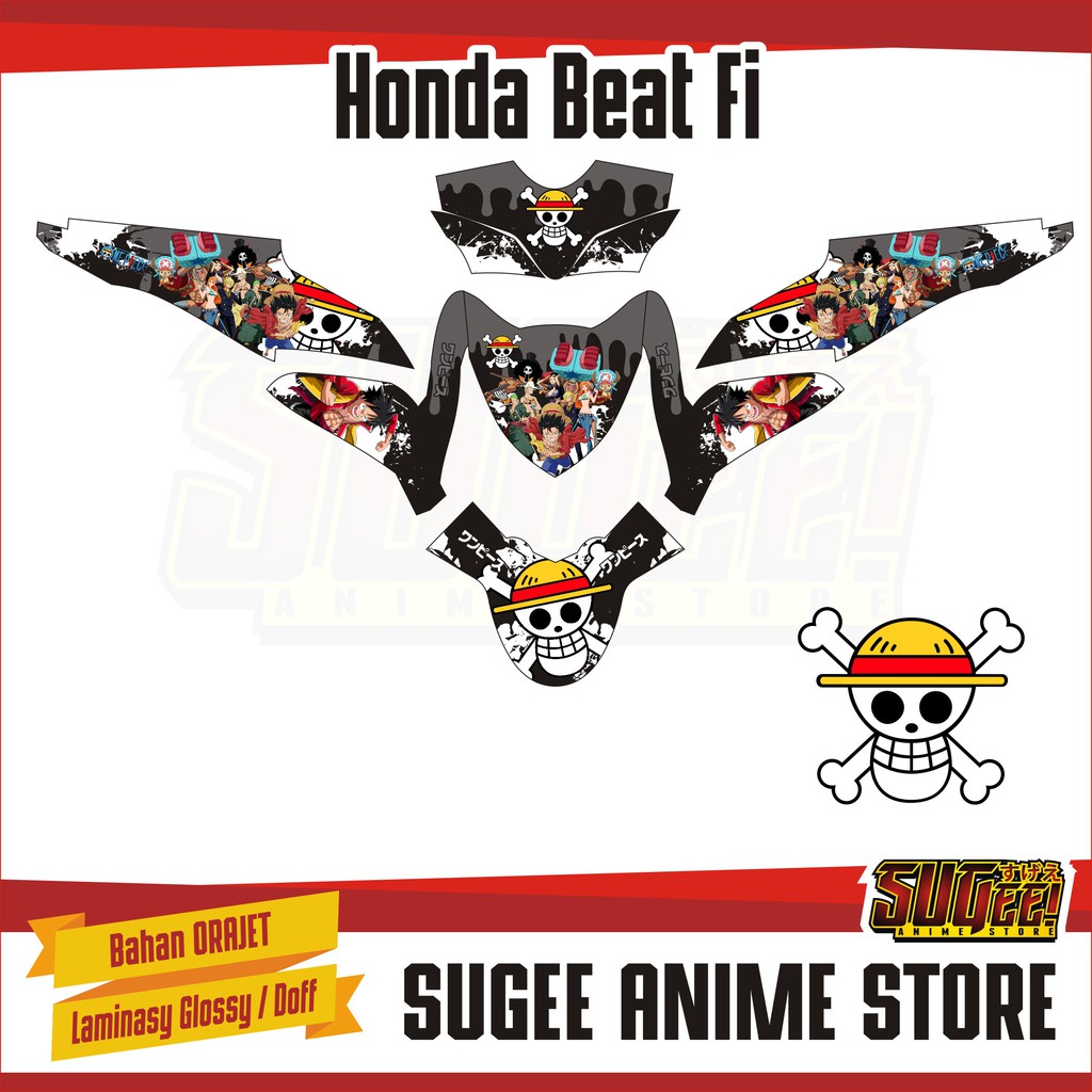 Sticker Anime Decal Motor Honda Beat Fi One Piece Hitam