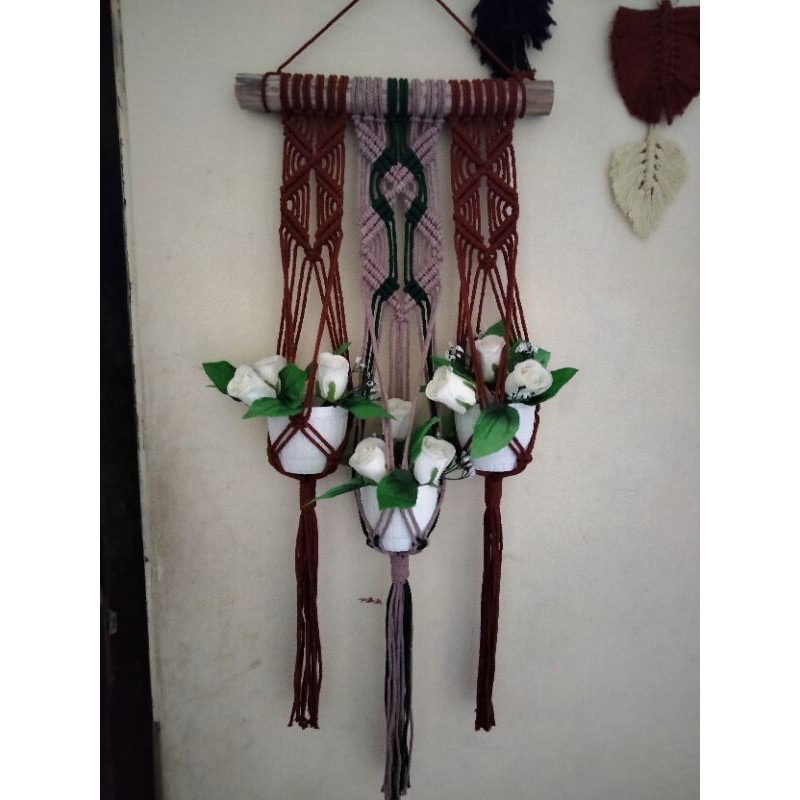 macrame pot dinding