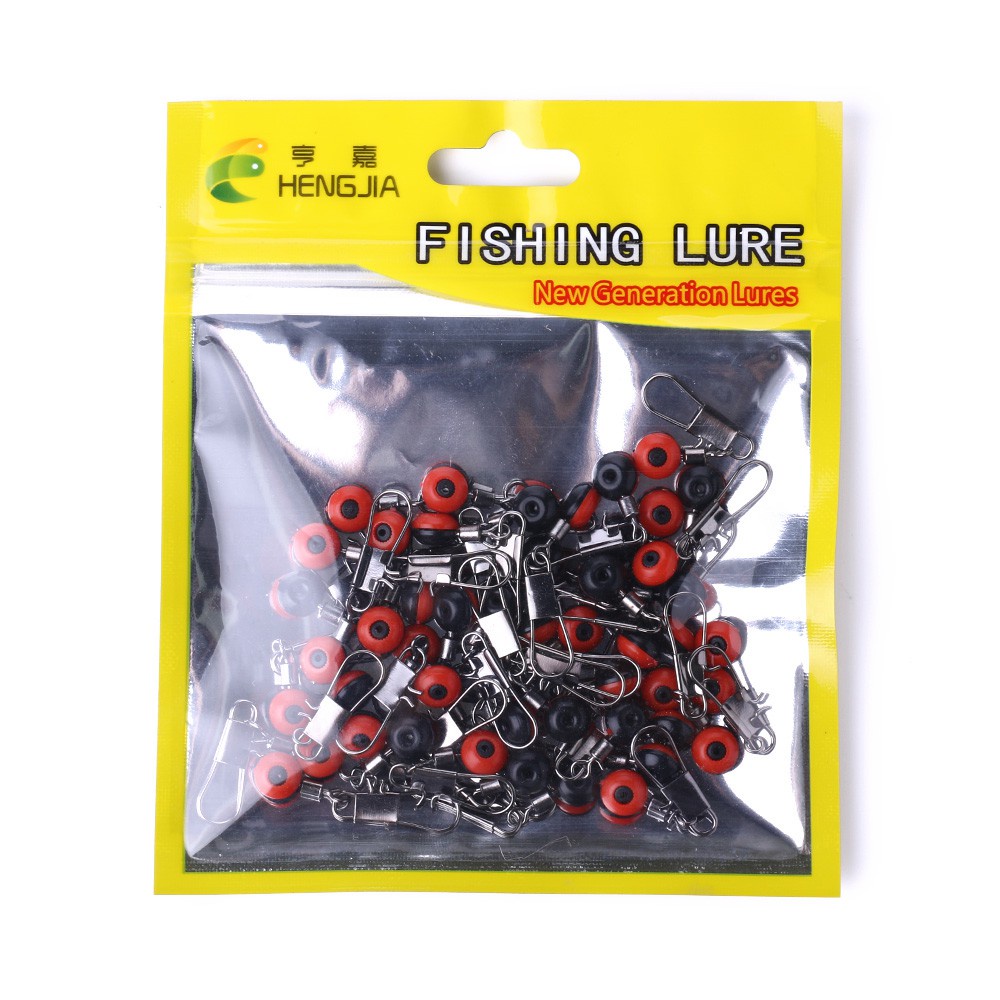 HENGJIA 50PCS/Bag Fishing Float Bobber Space Beans Interlock Snap Connector Sea Fishing Lure