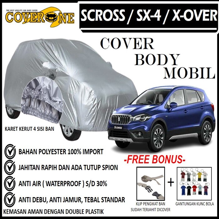 Selimut Sarung Body Cover Mobil Scross X-Over / Mantel Penutup Mobil Scross X-Over / Cover Mobil Outdoor Indoor / Selimut Mobil / Sarung Mobil / Cover Mobil Waterproof Anti Air Free Pengikat Ban