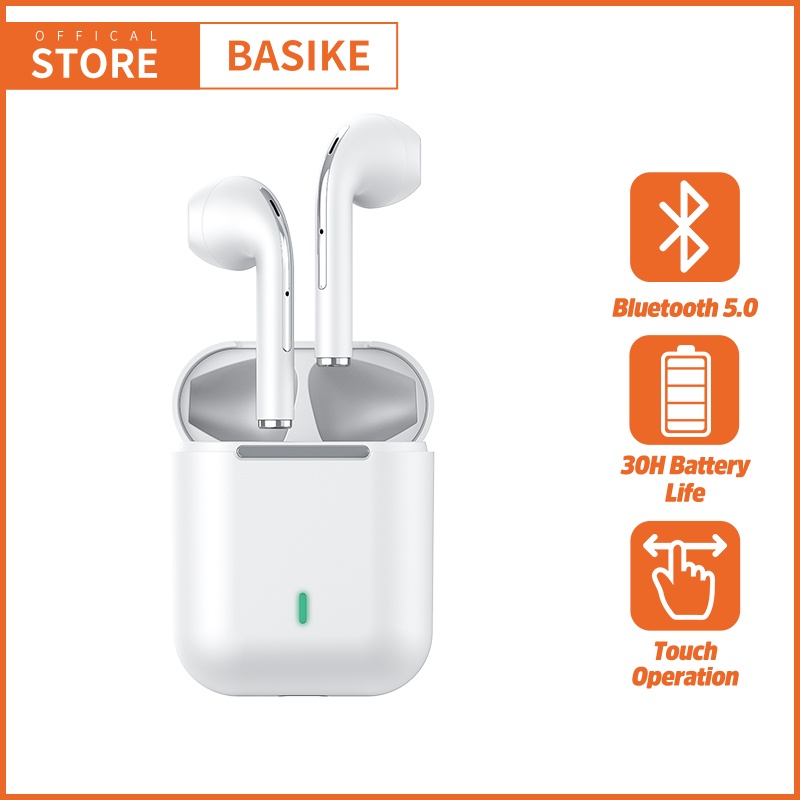 Headset Wireless Earphone Mini Earbuds TWS Bluetooth 5.0 HIFI Stereo Sound Music In-ear Earbuds Gaming With Mic Cocok Original Untuk Android IPhone Touch Sensor With Mic Noise Cancellation Sport tampilan digital Macaron-Putih- LED