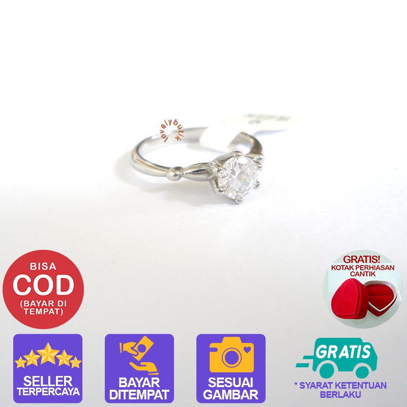 Lovelybutik Cincin Titanium Anti Karat Lyn Cincin Wanita Titanium Model Permata Cubic Zirconia