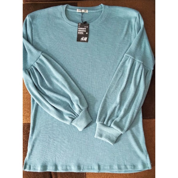 Kaos Rib H.M Lengan Balon/Puffy Blouse