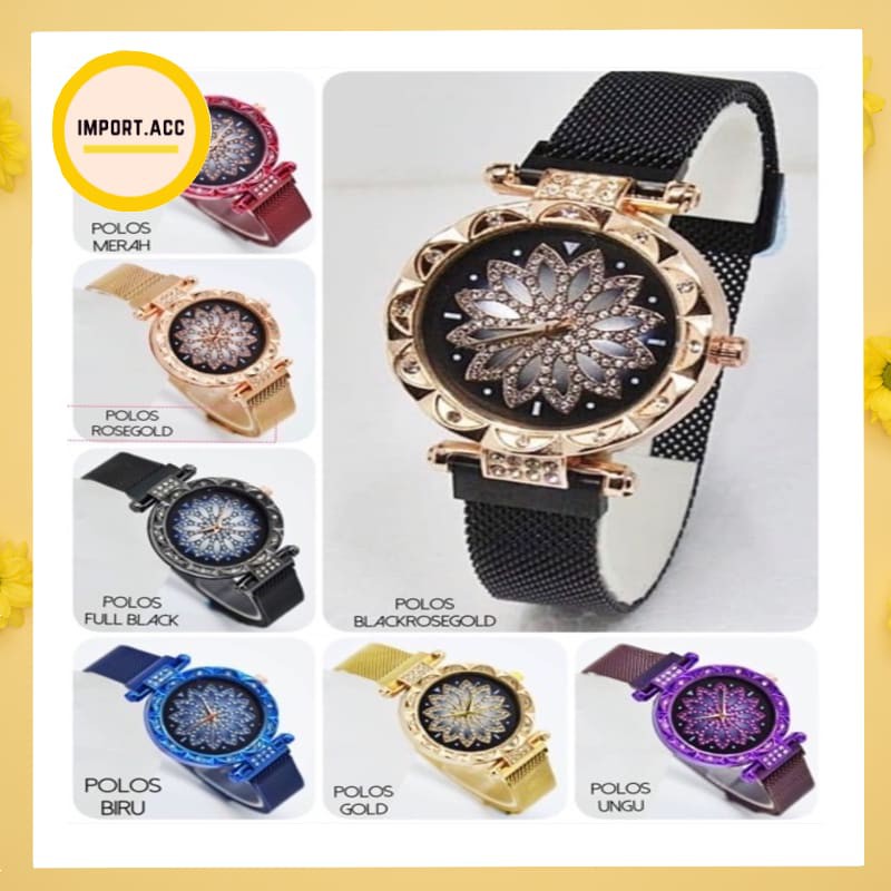 JAM TANGAN RANTAI MAGNET JAM TANGAN GAMBAR BUNGA JAM TANGAN MURAH IMPORT