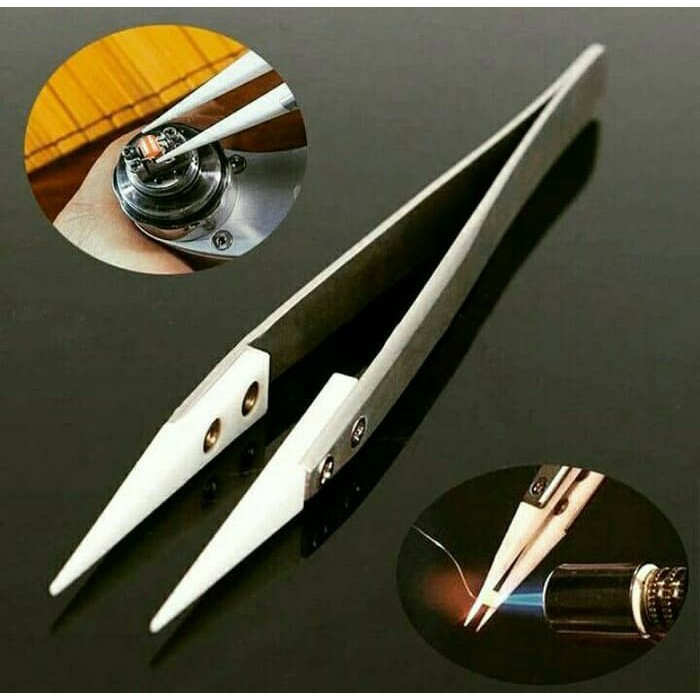 Pinset Keramik Ceramic Tweezer Lurus Vetus - 1 PCS