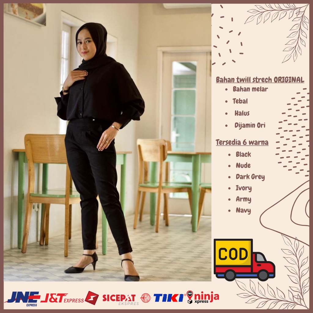 Celana Wanita kekinian Murah Celana Panjang Wanita Jumbo Bahan Karet Melar Big Size Eliza Pants