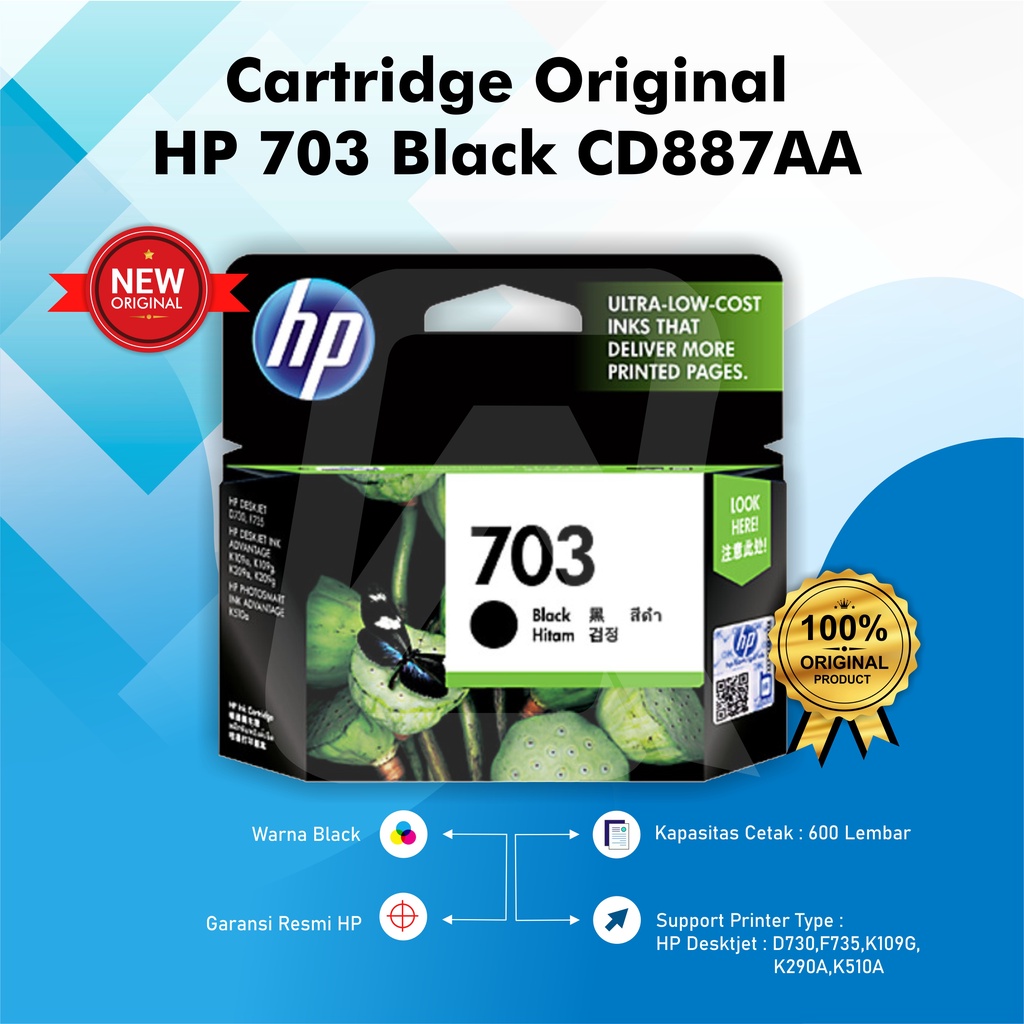 Tinta HP 703 Black Original Ink Cartridge