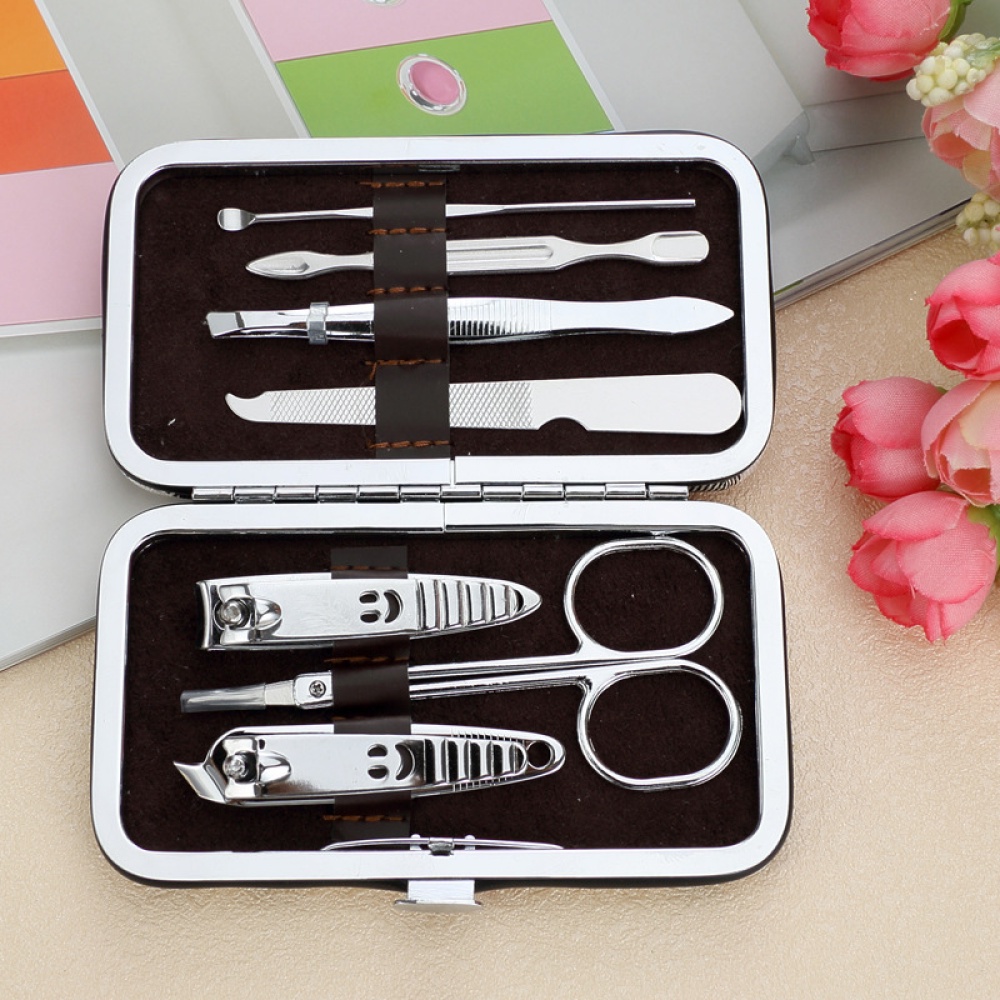 Paket Lengkap Gunting Kuku Stainless Alat Menicure Pedicure Pinset Set Pembersih Telinga dengan Box