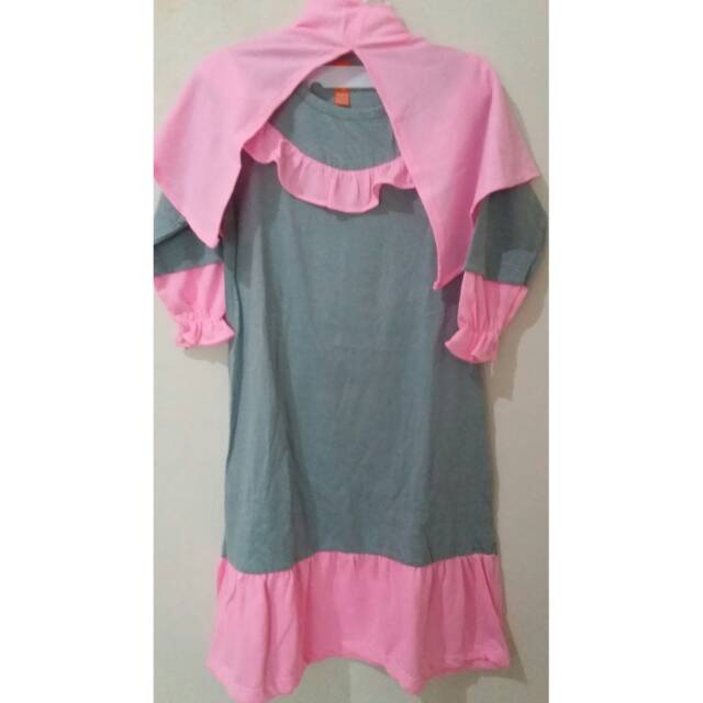 Gamis Ruffle Bee Kids + Jilbab
