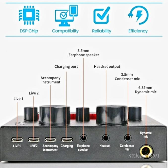 V8 SOUNDCARD AUDIO UNTUK HP PC MAC LIVE BROADCAST KARAOKE SMULE WESING