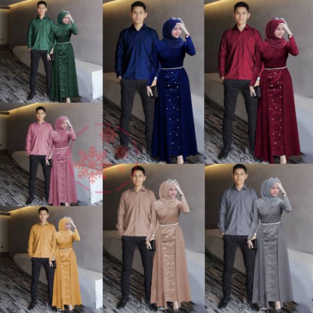 Baju Gamis Couple Terbaru 2021 - Gamis Couple Lovisa mewah Realpic