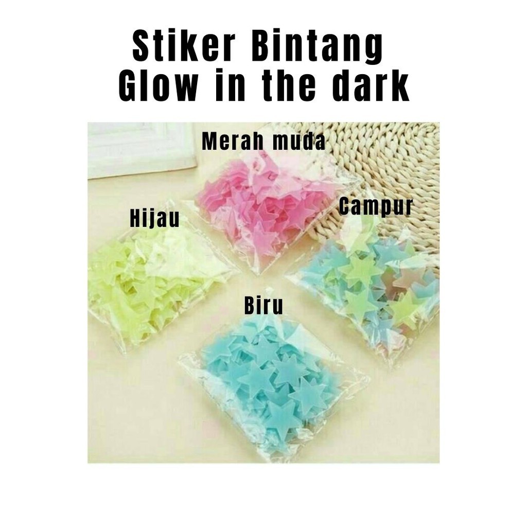 ~MSTH~ Stiker Bintang 100PCS Stiker Dinding Glow In The Dark