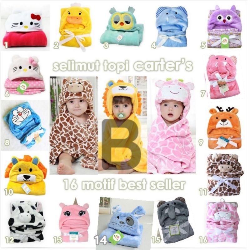 COD PILIH MOTIF Selimut bayi topi bulu halus carters ori oiriginal