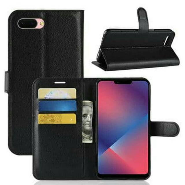 Flip Wallet OPPO A3S - A 3S New Cover Wallet Kulit Preamium Leater Case Cassing Dompet Sarung Hp